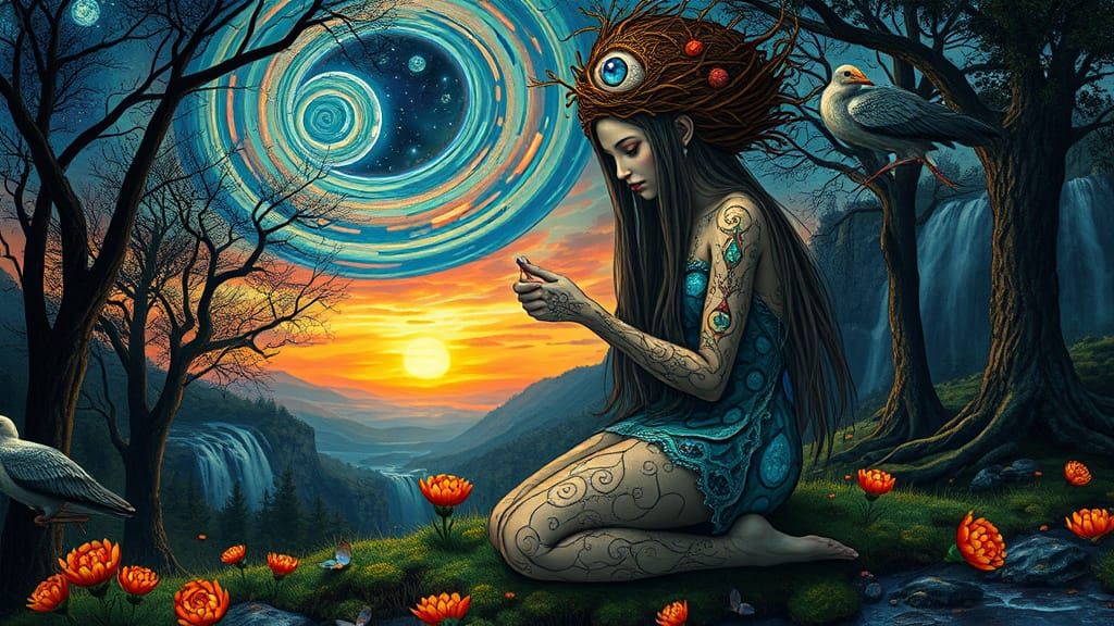 Mesmerizing Bio Art Collage of Glowing Folklore Creatures