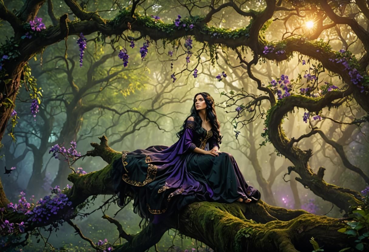 Enchanted Forest Woman: Fantasy Art Nouveau Concept