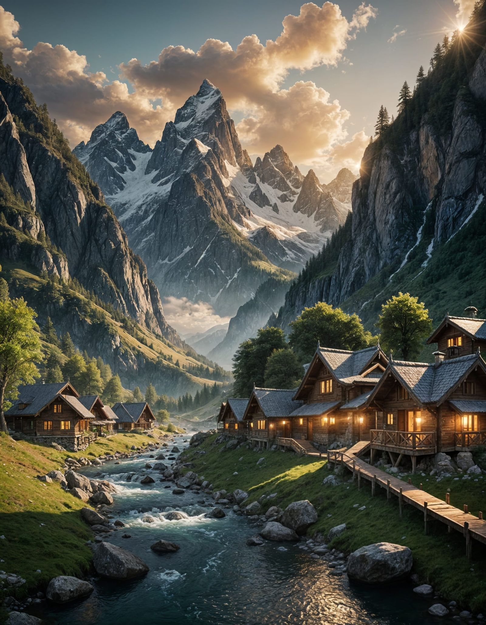 Majestic Swiss Alps at Golden Hour