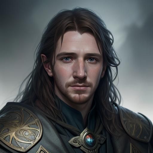 Detailed Portrait of a Man in Art Nouveau Style