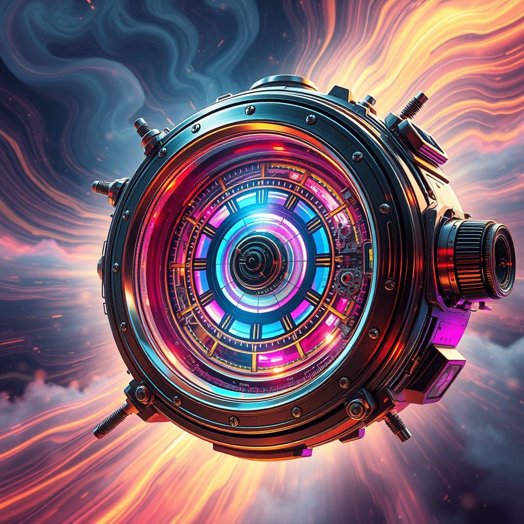 Futuristic Time and Space Machine in Hyperreal Style