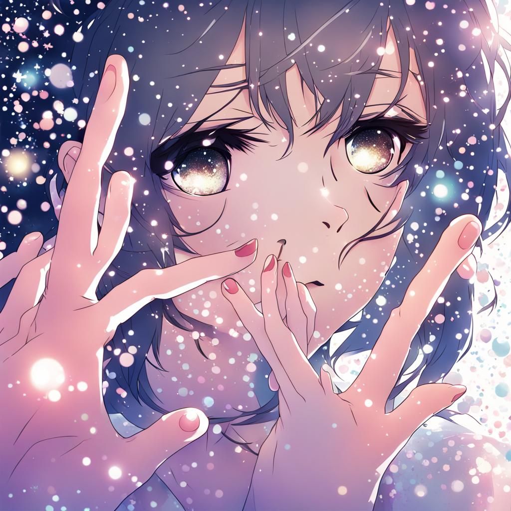 Hand Fading Into Glitter: Anime Art Style