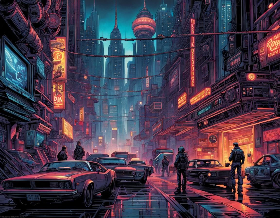 Cyberpunk Comic Book Style Wallpaper Art