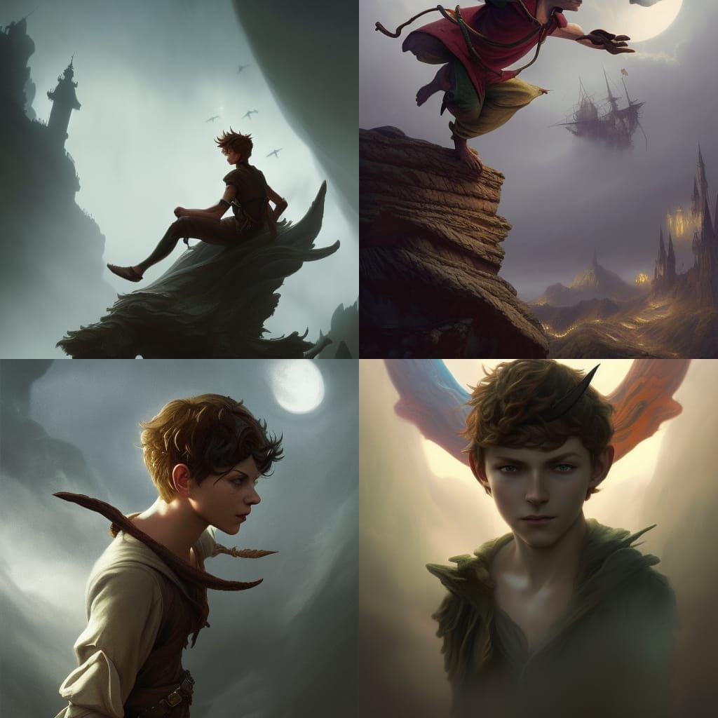 Epic Peter Pan Portrait in Digital Art Style