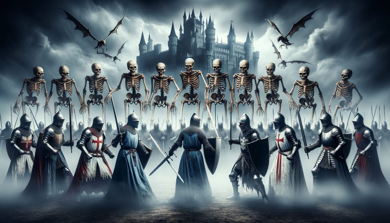 Knights' Last Stand Against Skeletal Warriors