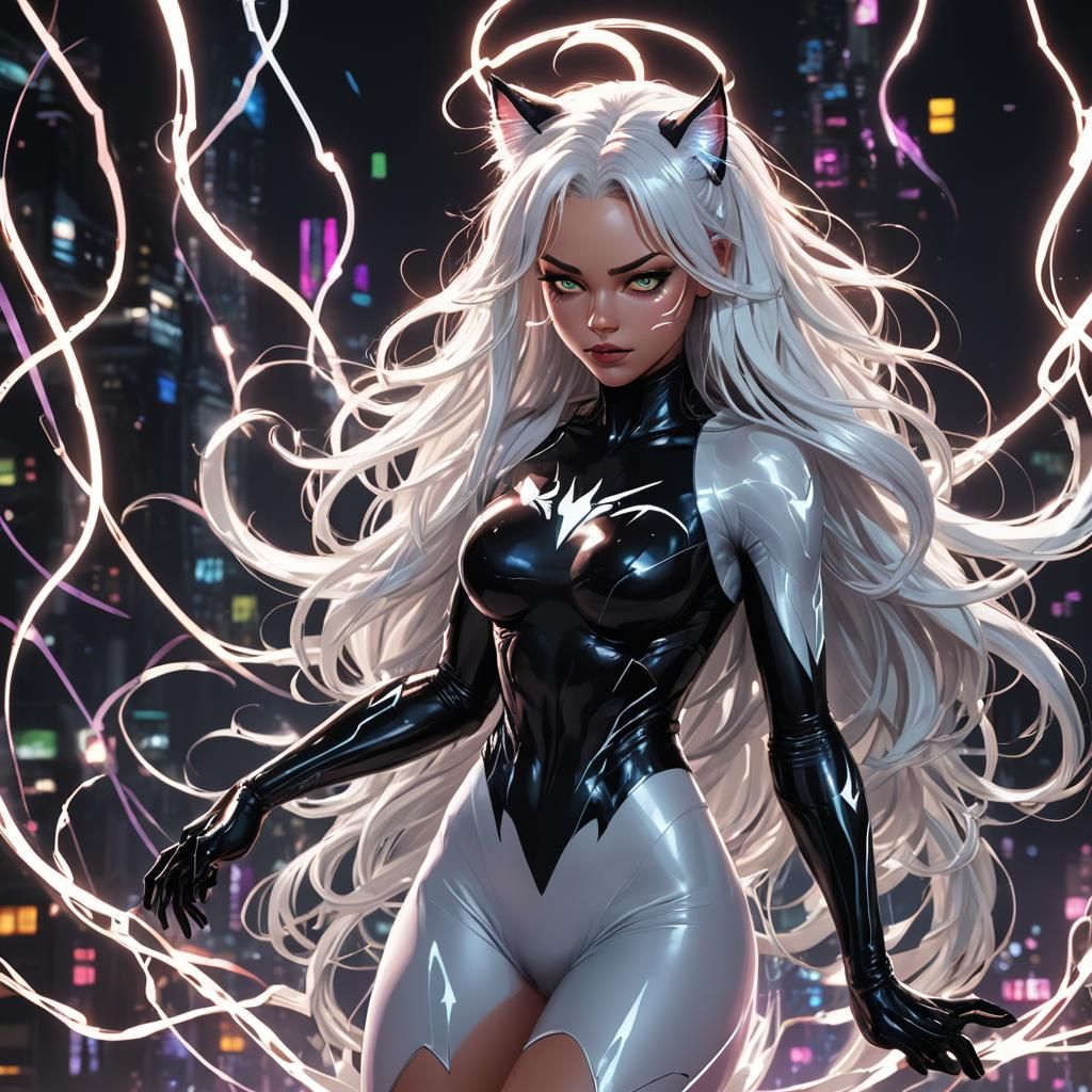 Black Cat Fictional Character in Comic Art Style
