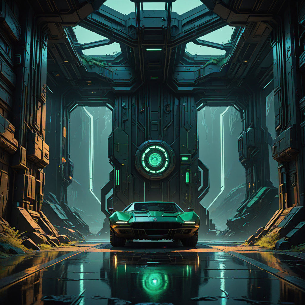 Triadic Greens in Dystopian Ominous Button Scene