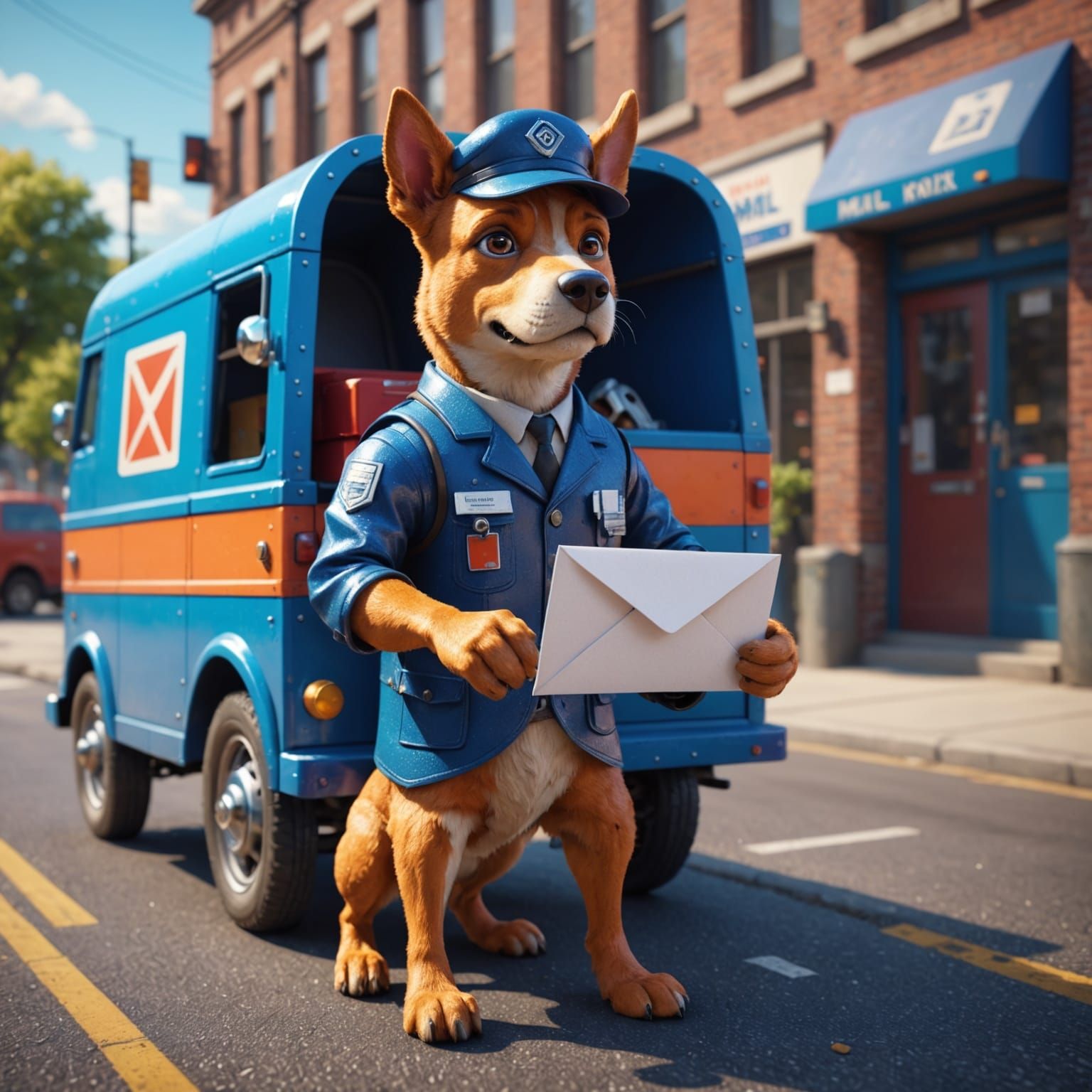 Futuristic Mail Dog in Pointillism Style