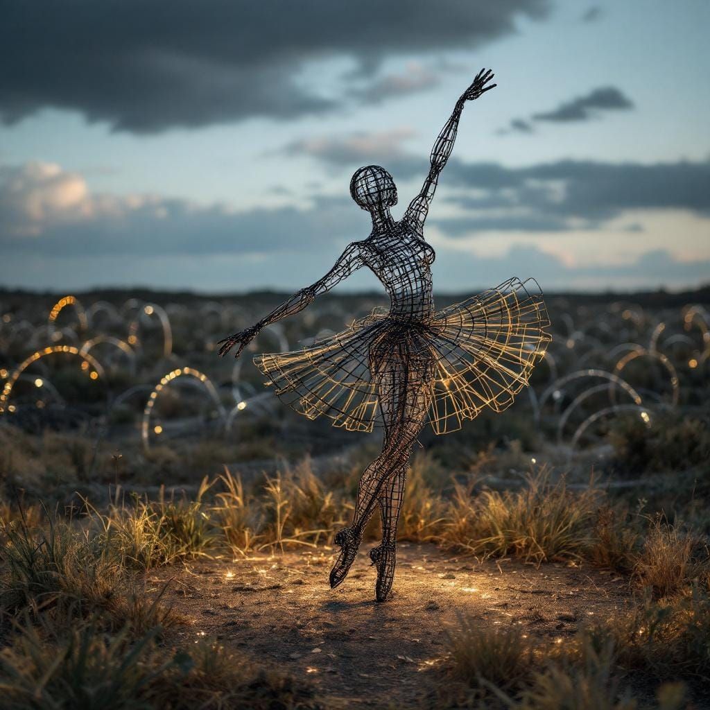 Wire Sculpture of a Dancing Ballet Dancer