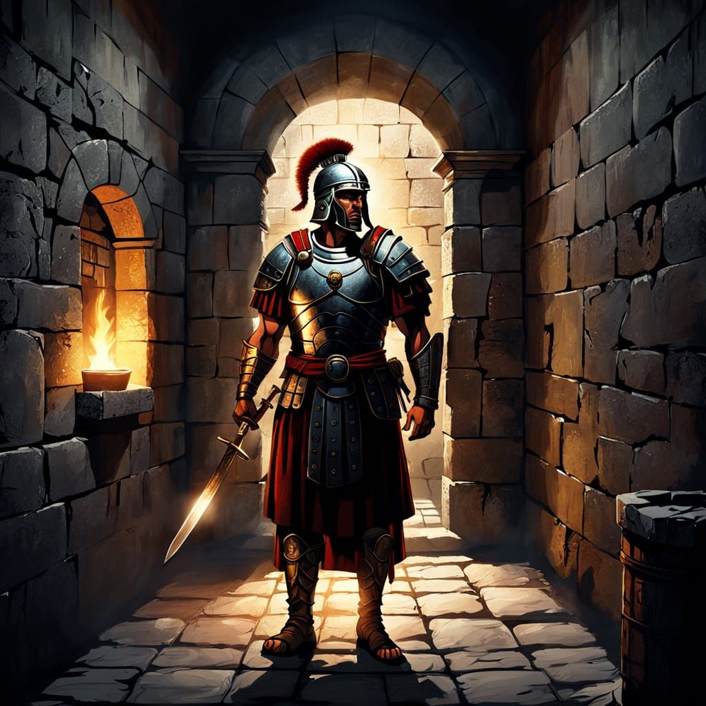 Roman Centurion in Dramatic Lighting