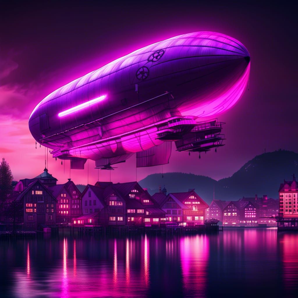 Cyberpunk airship