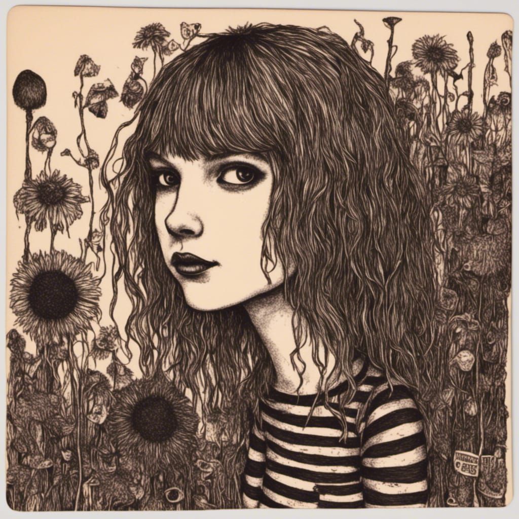 Taylor Swift Portrait in Graphic Black Style