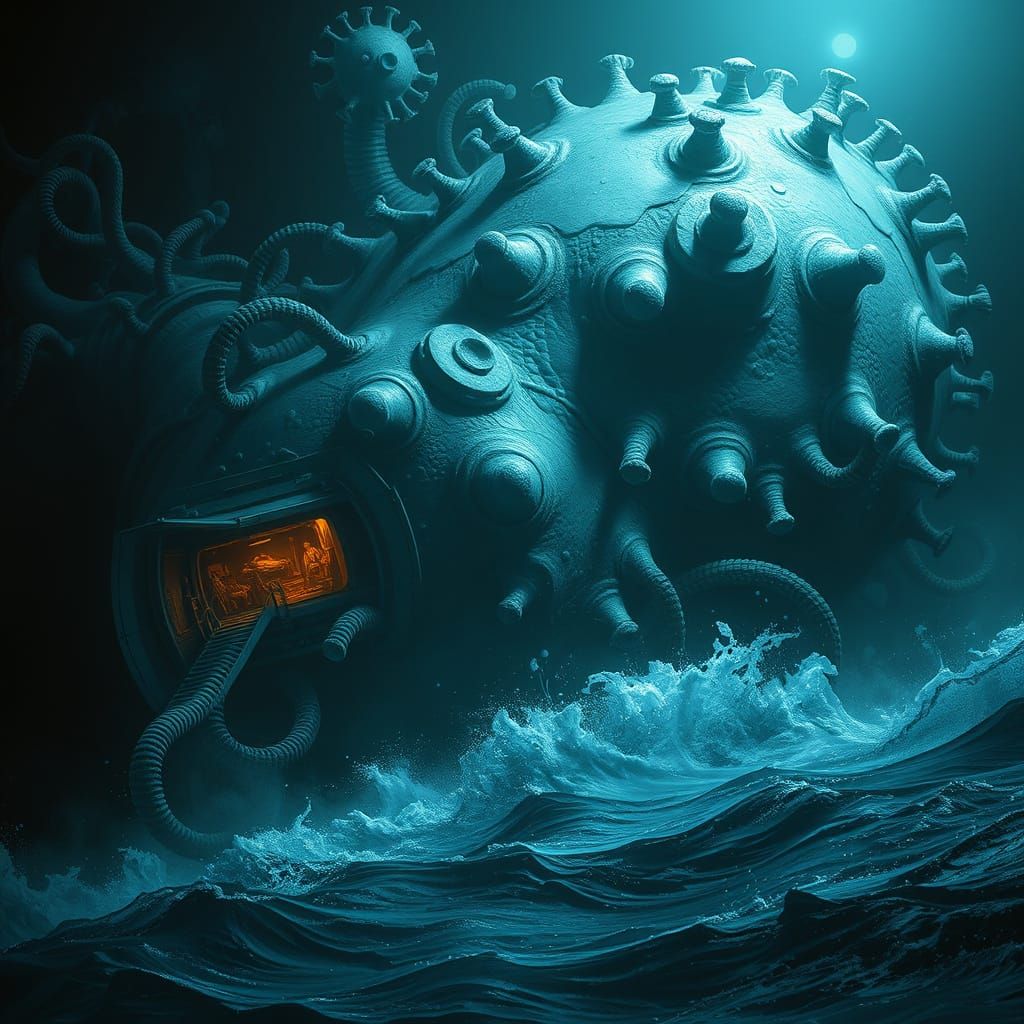 Cyberpunk Horror Virus Breaches Submersible in Dark, Futuris...