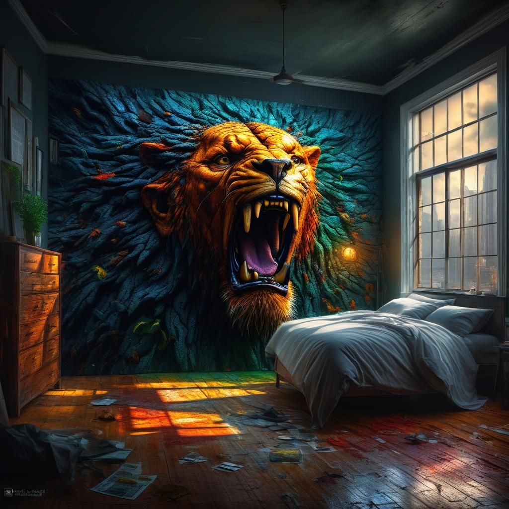 Man Wakes Up in Fear: Detailed HDR Image