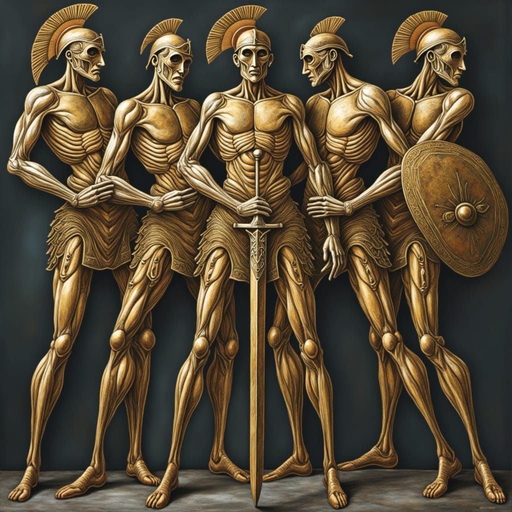 Surreal Roman Legionnaire in Pixel Mosaic Style