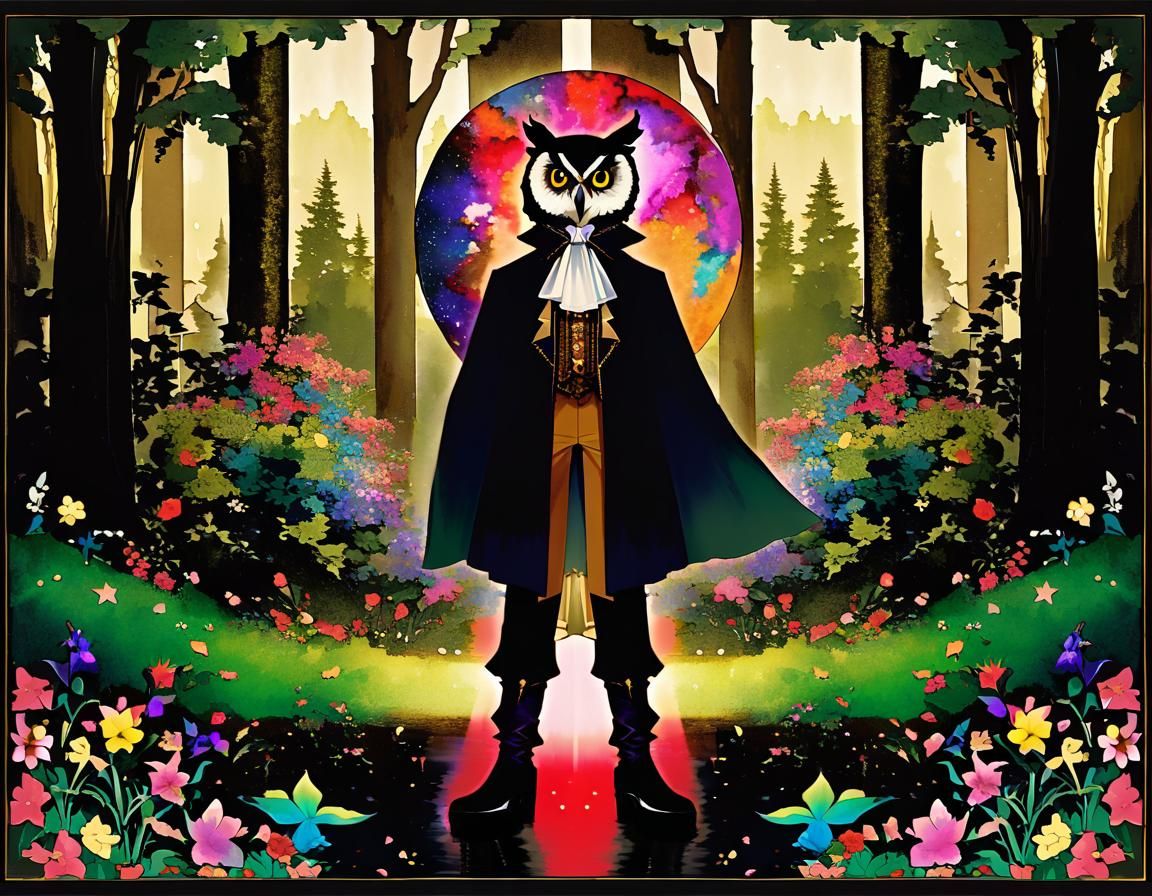 Bohemian Aristocrat Owl on Forest Trail