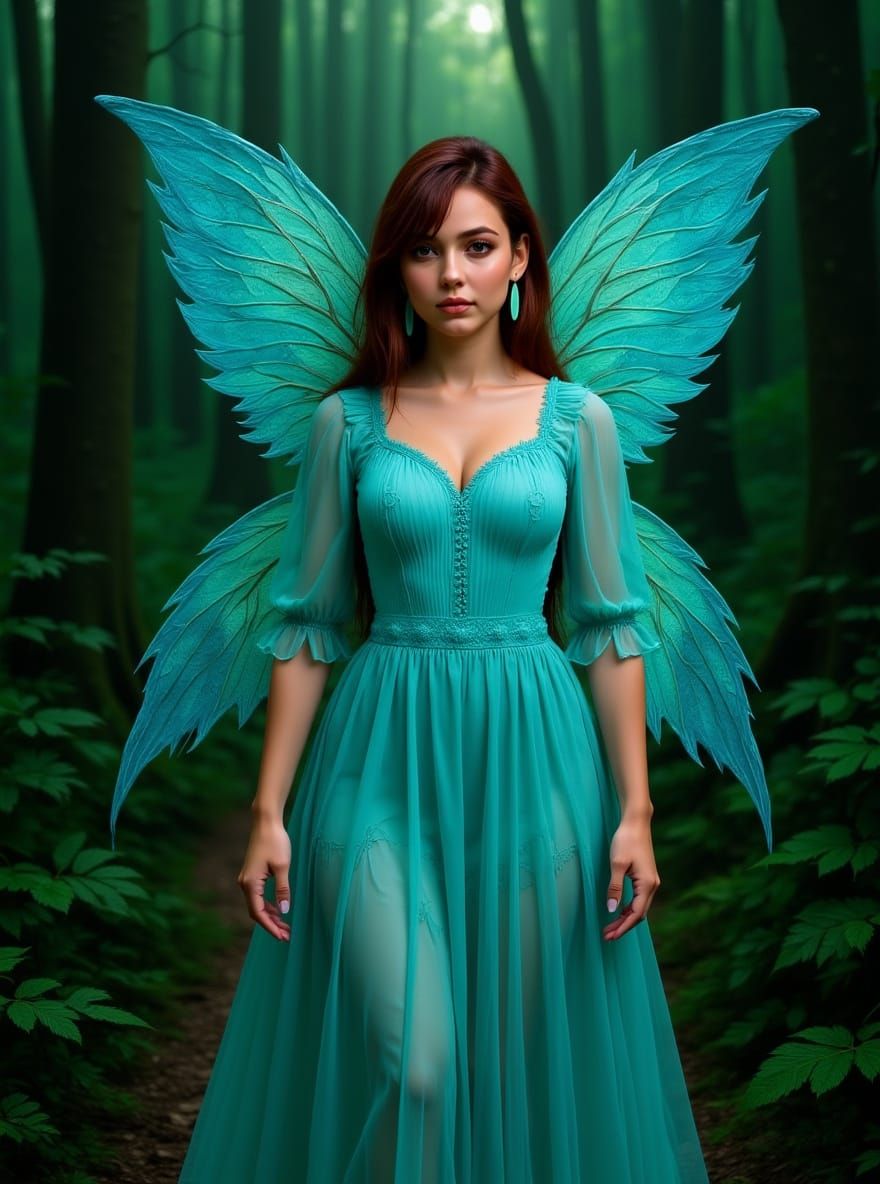 Water Fairy Transformation in Abstract Forest Art