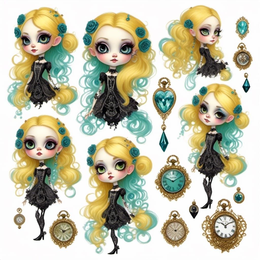 Gothic Goldie Locks Character Design in Burton Style
