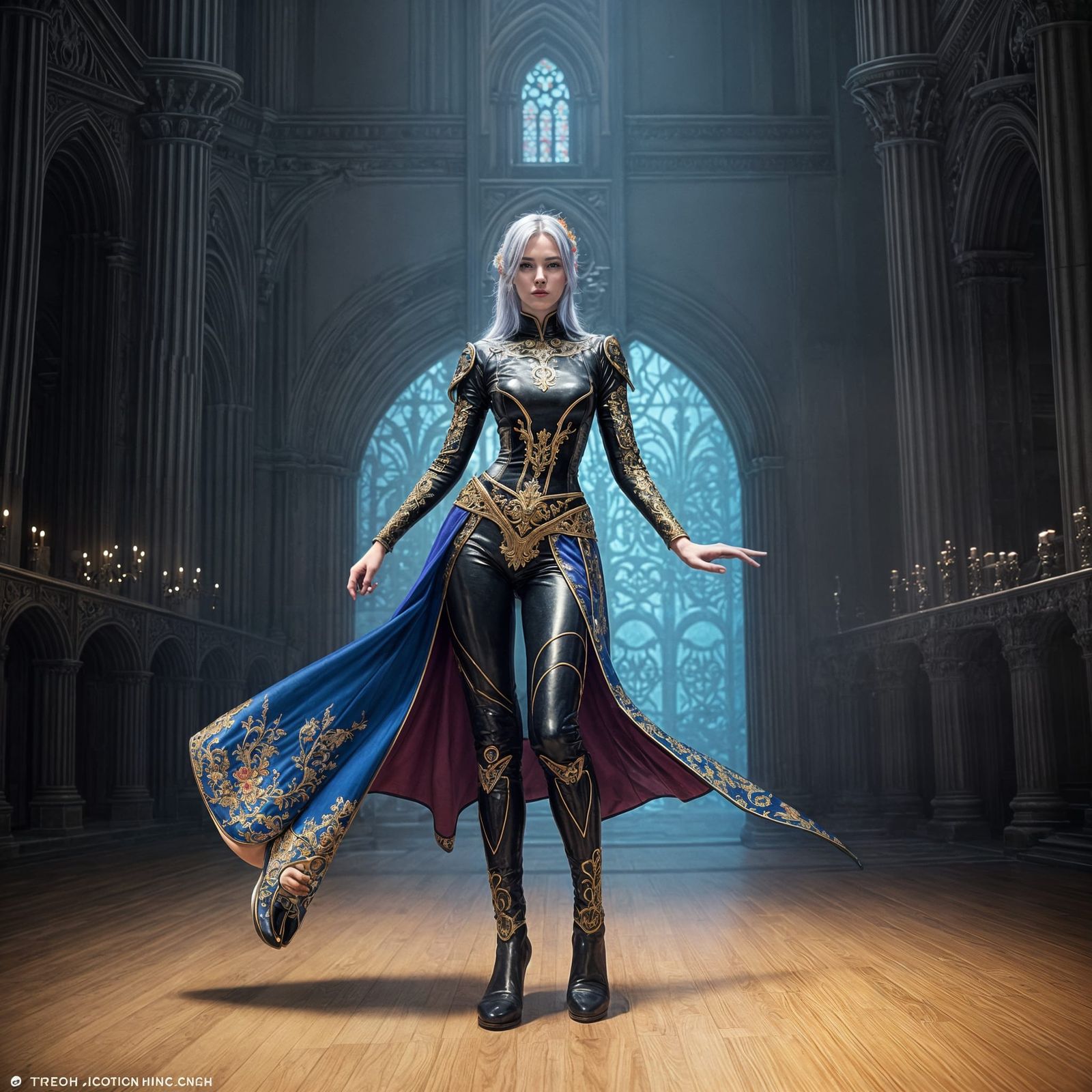 Vibrant Fantasy Bardess in Medieval Castle