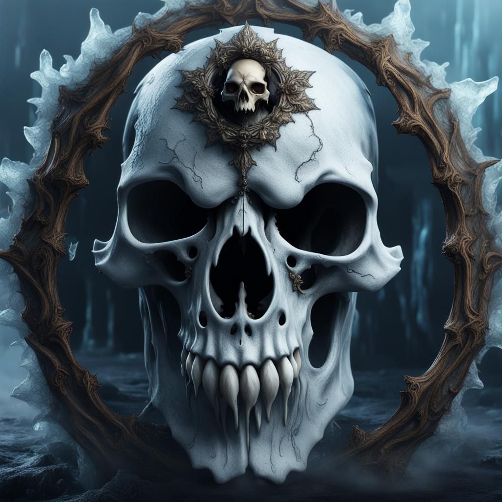 Icy Ghoul with Dog Skull: Detailed Matte Painting