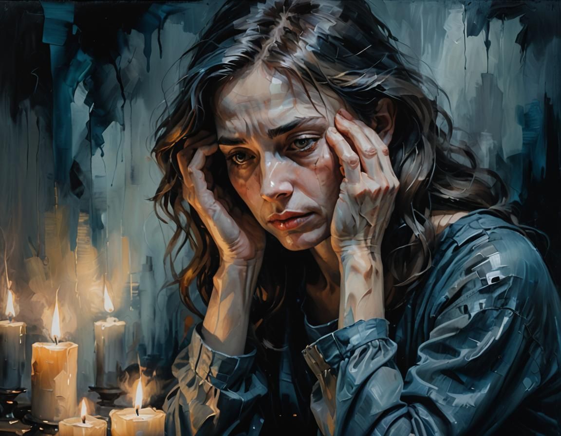 Ethereal Oil Painting: Portrait in Shadows