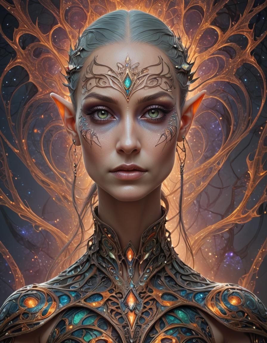 Stellar Elf Portrait with Psychedelic Makeup