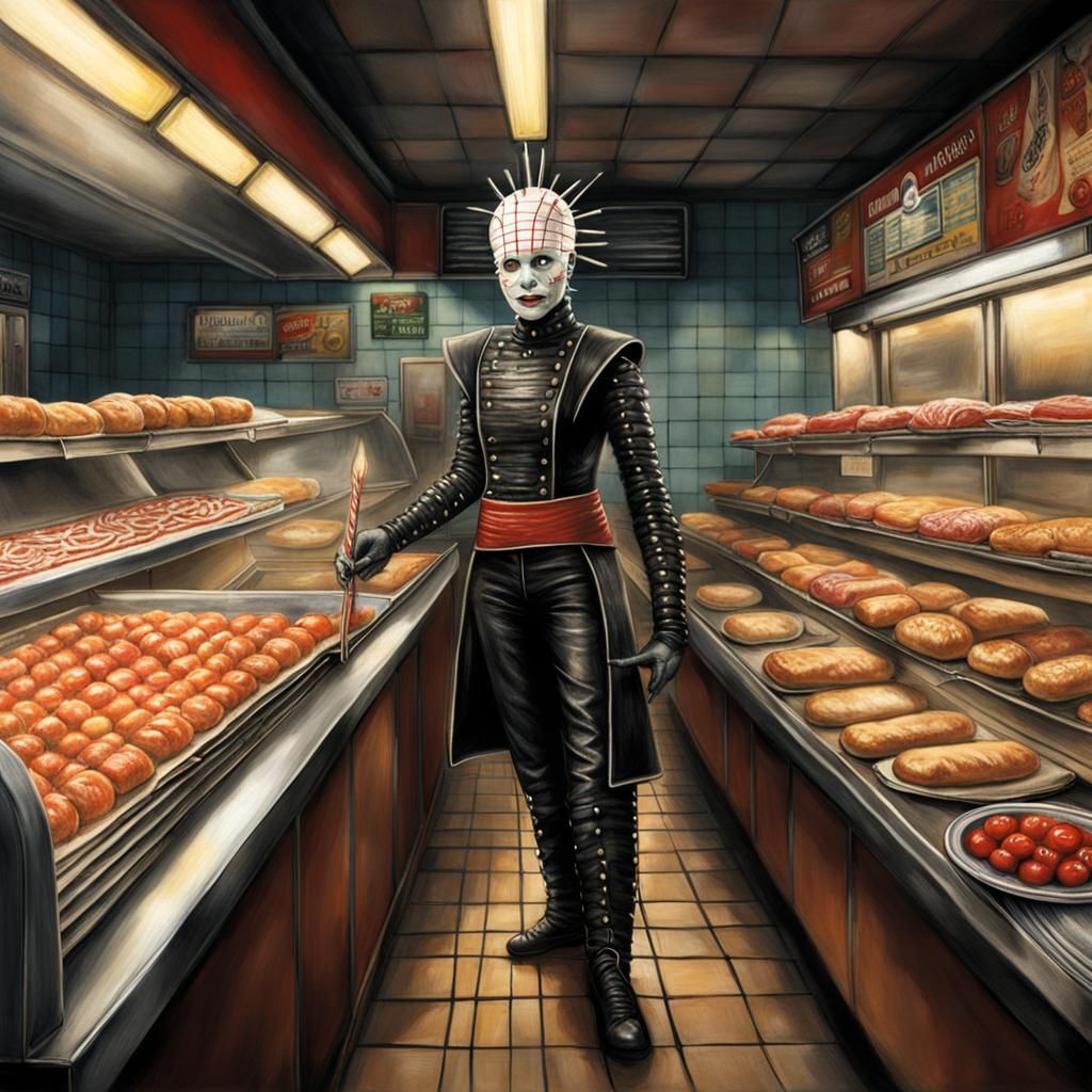 Female Pinhead from Hellraiser at Subway