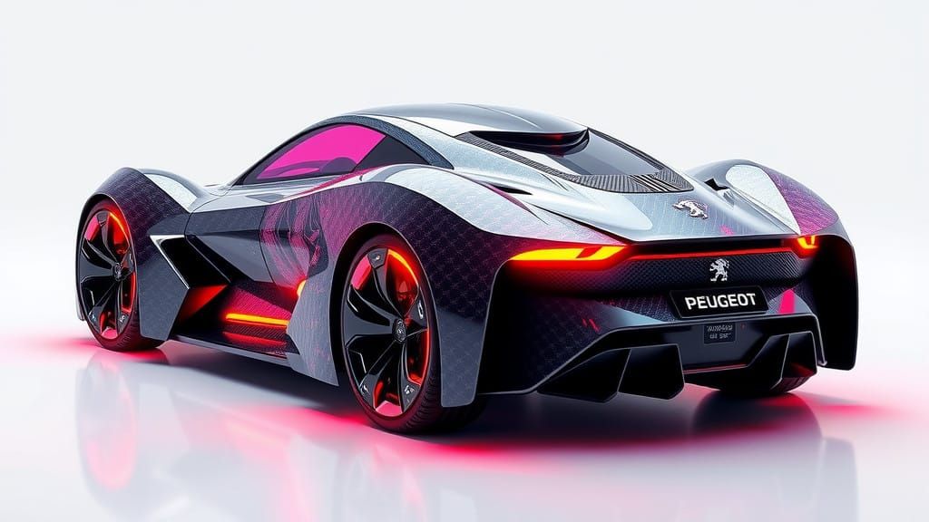 Cyberpunk Futuristic Peugeot Concept Car Art