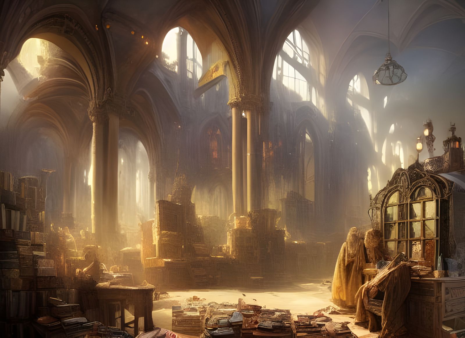 Magical Wizard Study with Ancient Tomes