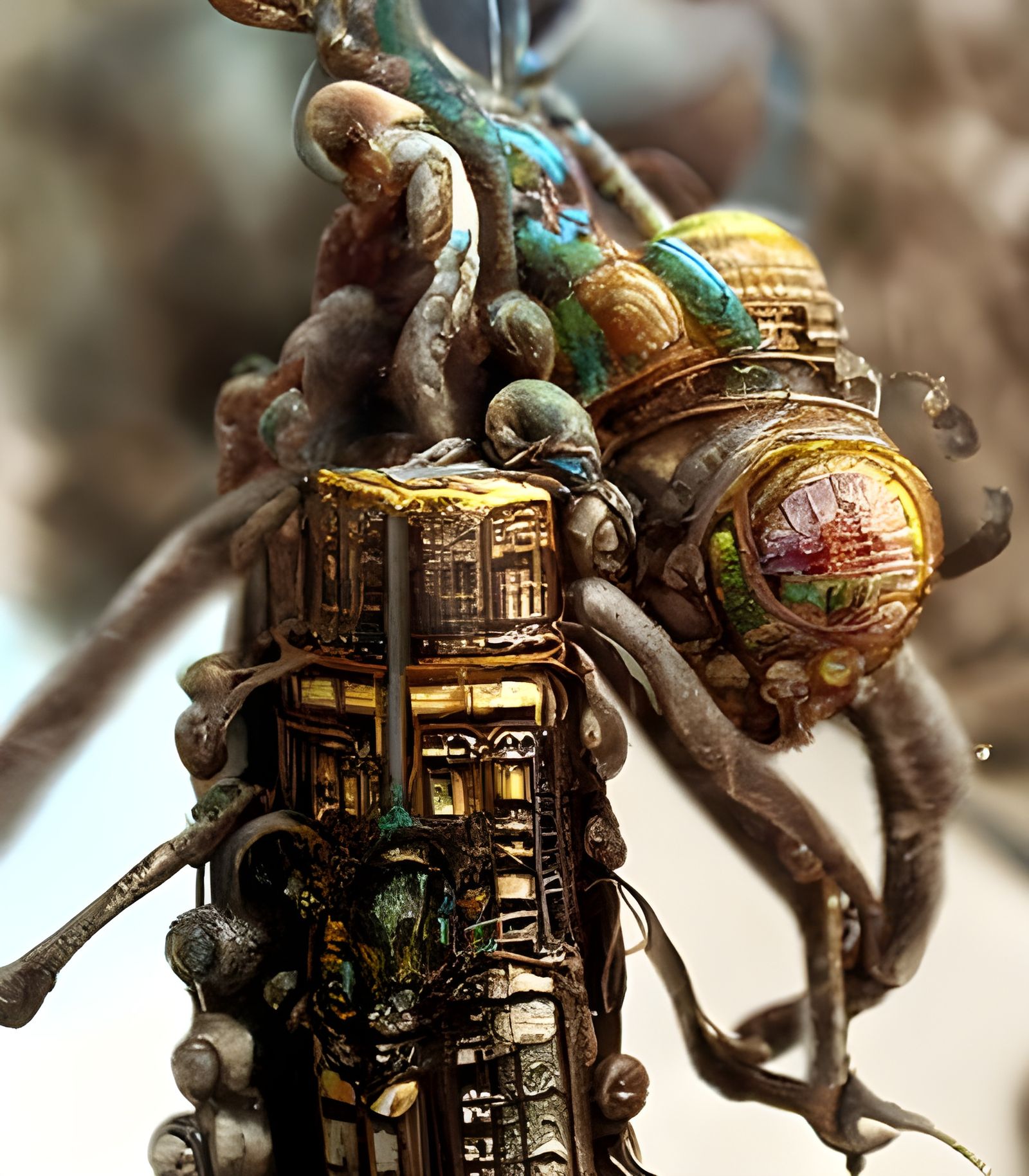 Biopunk Steampunk Art in Pastel Colors