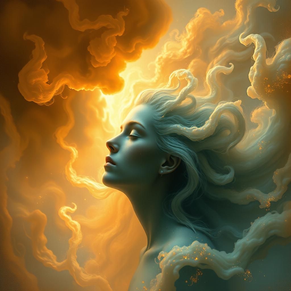 Ethereal Figure in Surrealist Organicpunk Dreamscape