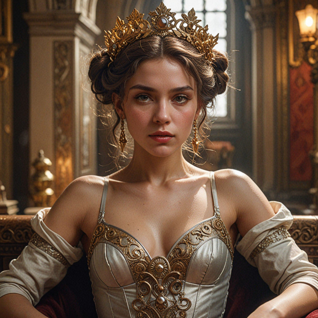 Elegant Female Villain in Opulent Socialist Realism Environm...