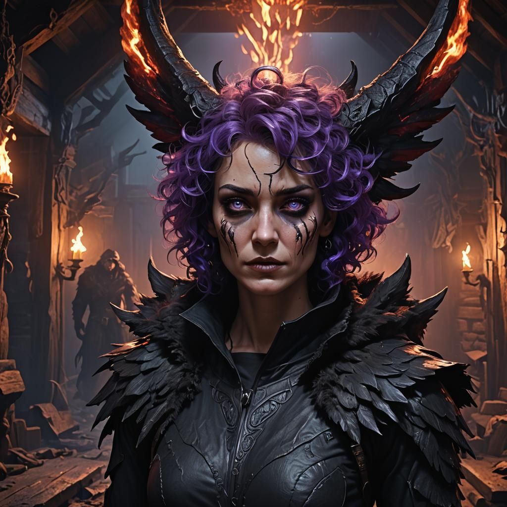 Lava-Skinned Demon Amalgamation with Angel Wings