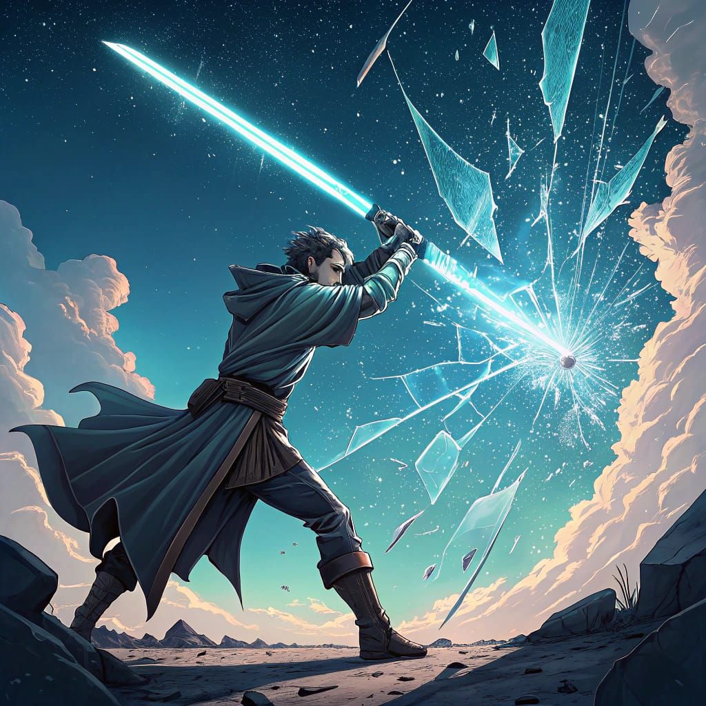 Epic Space-Shattering Swordmaster Unleashes Cosmic Fury