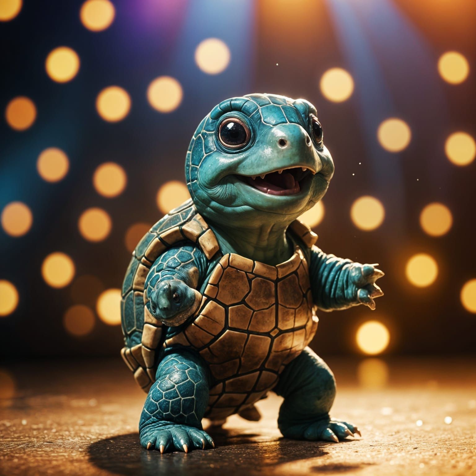 Baby Turtle's Theatrical Debut: A Cinematic Still