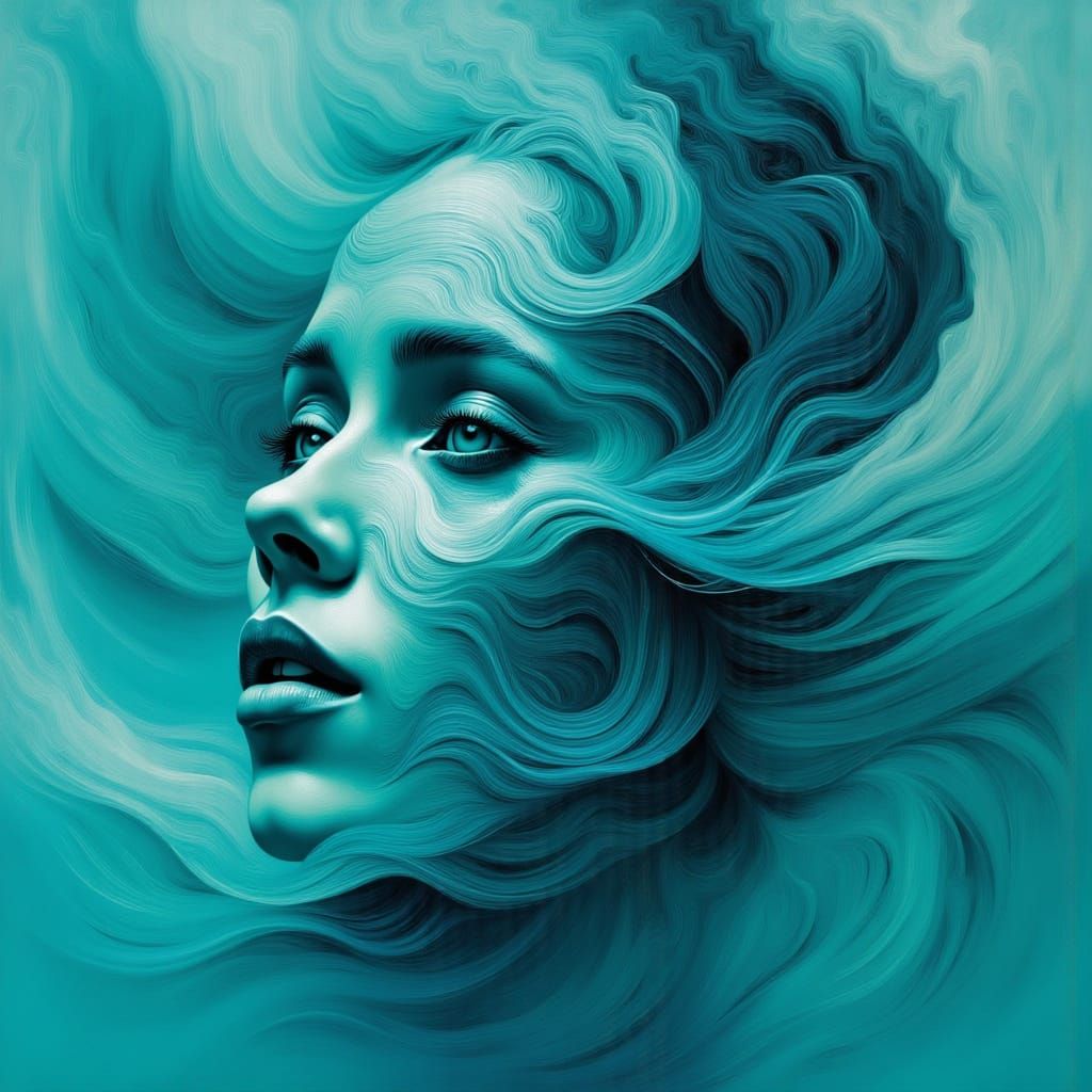 Mesmerizing Turquoise Face in Motion