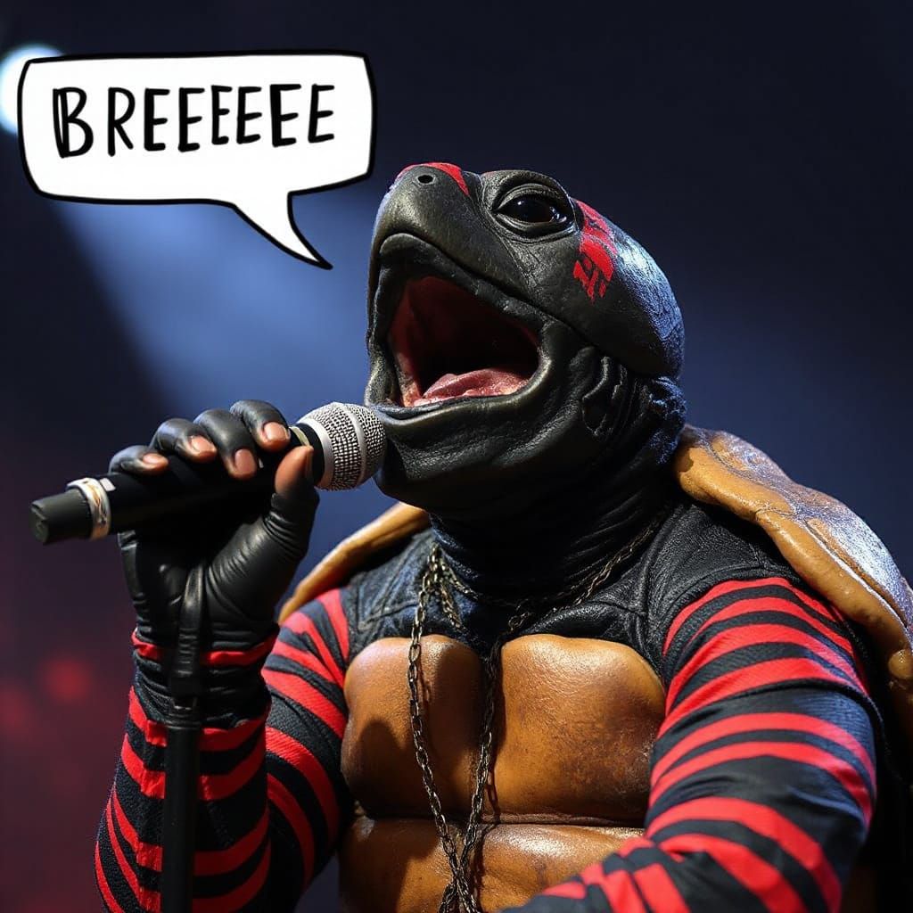 Turtle Sings Death Metal at Concert