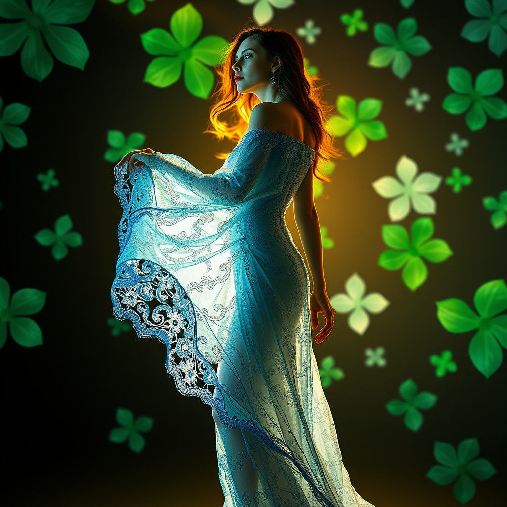 Woman in Gobo Lights: A Surreal Abstract Masterpiece