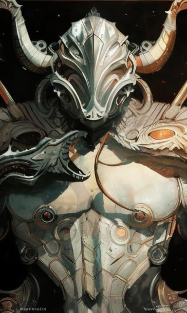 Tiger-Dragon Deity in Ornate Armor: Dark Fantasy