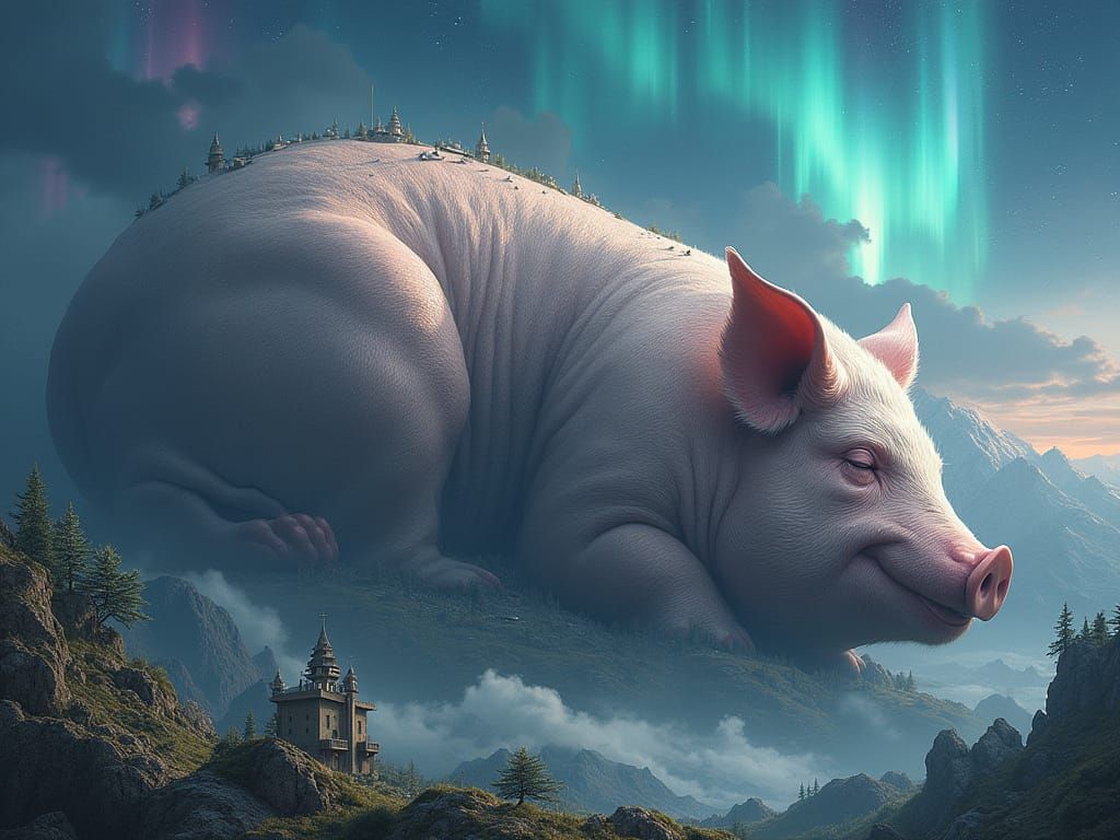 Colossal Pig Planet in Cosmic Aurora