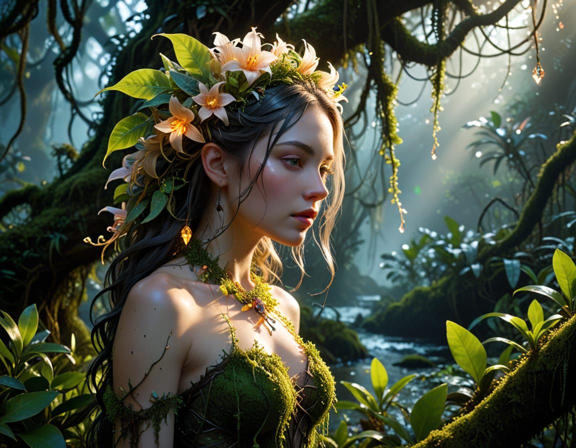 Persephone: Jungle Architect in Bioluminescent Glade