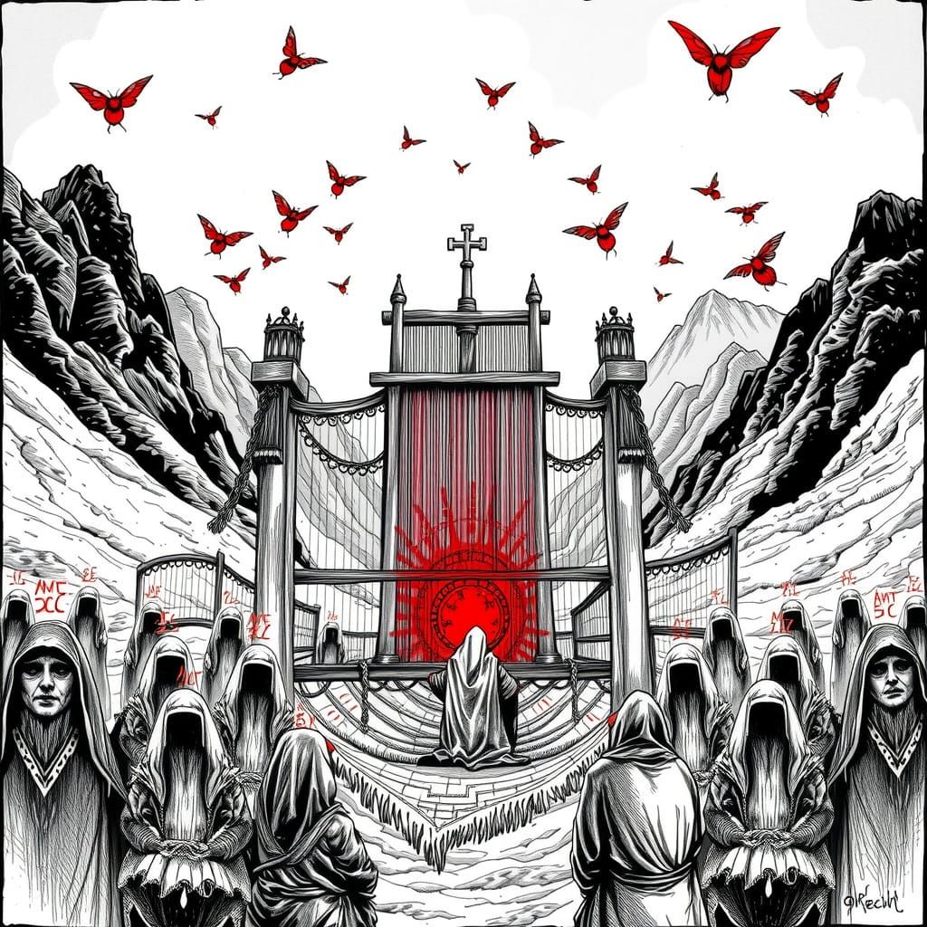 Ethereal Weavers in a Majestic Cathedral Loom Scene