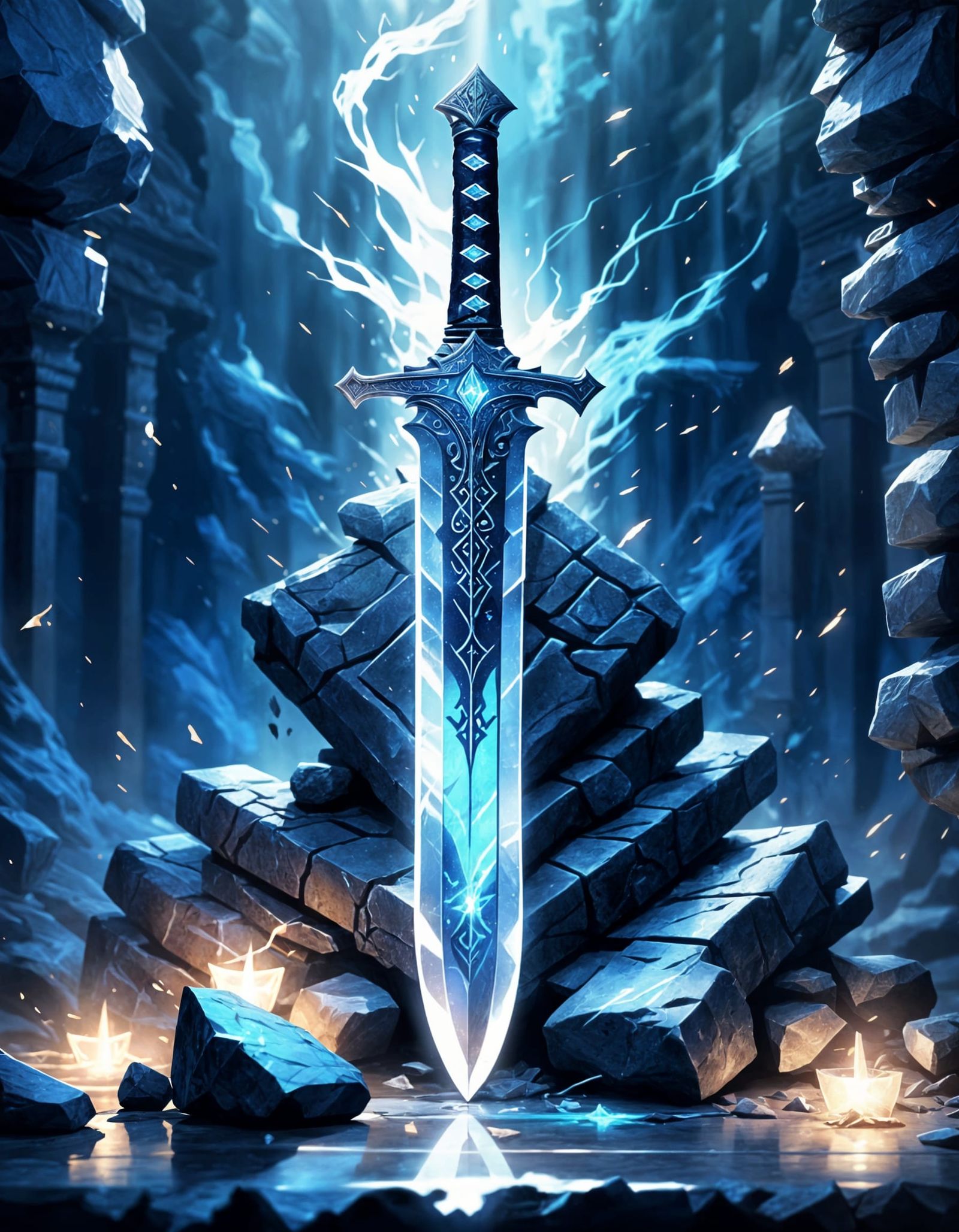 Magical Sword with Glowing Runes Digital Painting