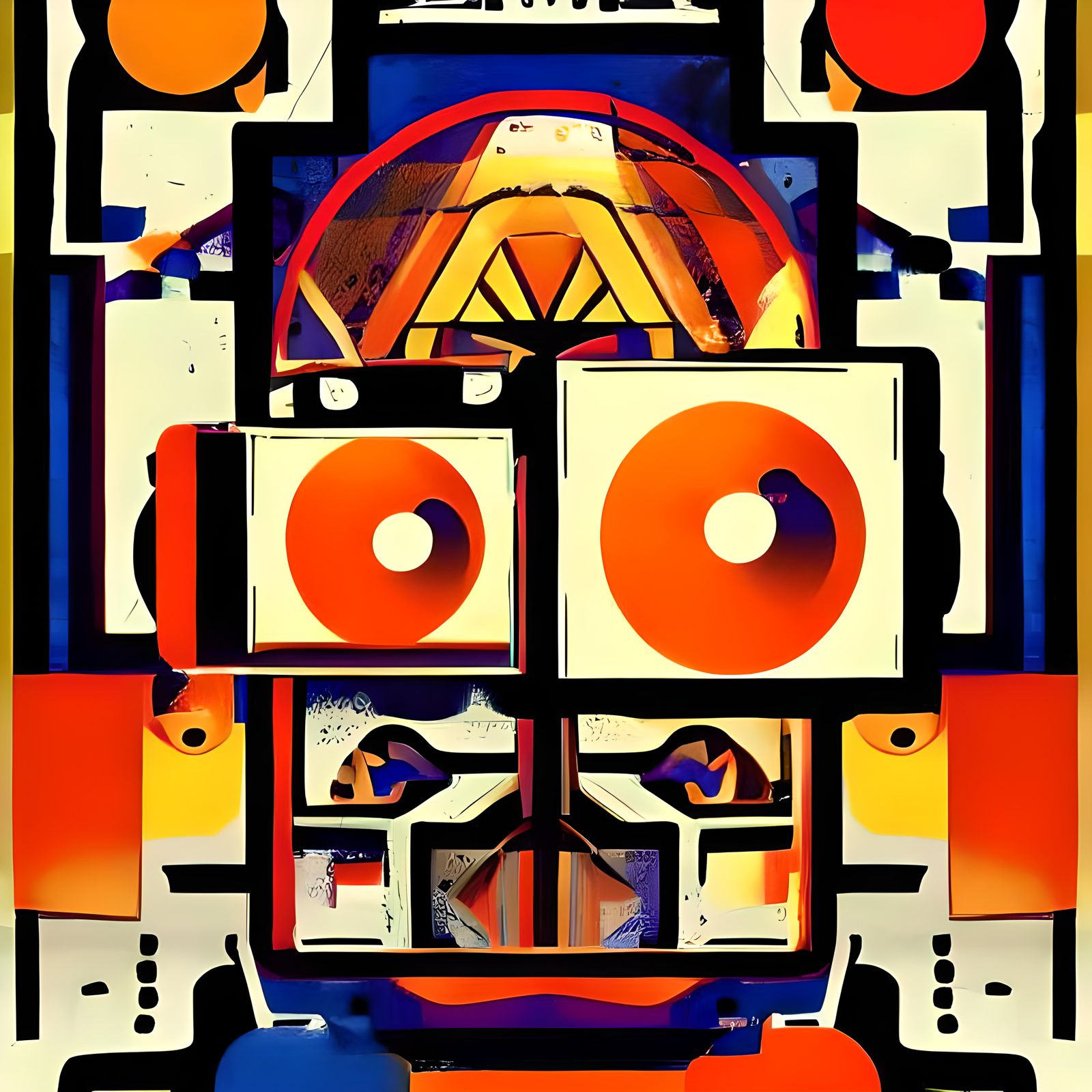 Pop Art Screen Print in Geometric Bauhaus Style