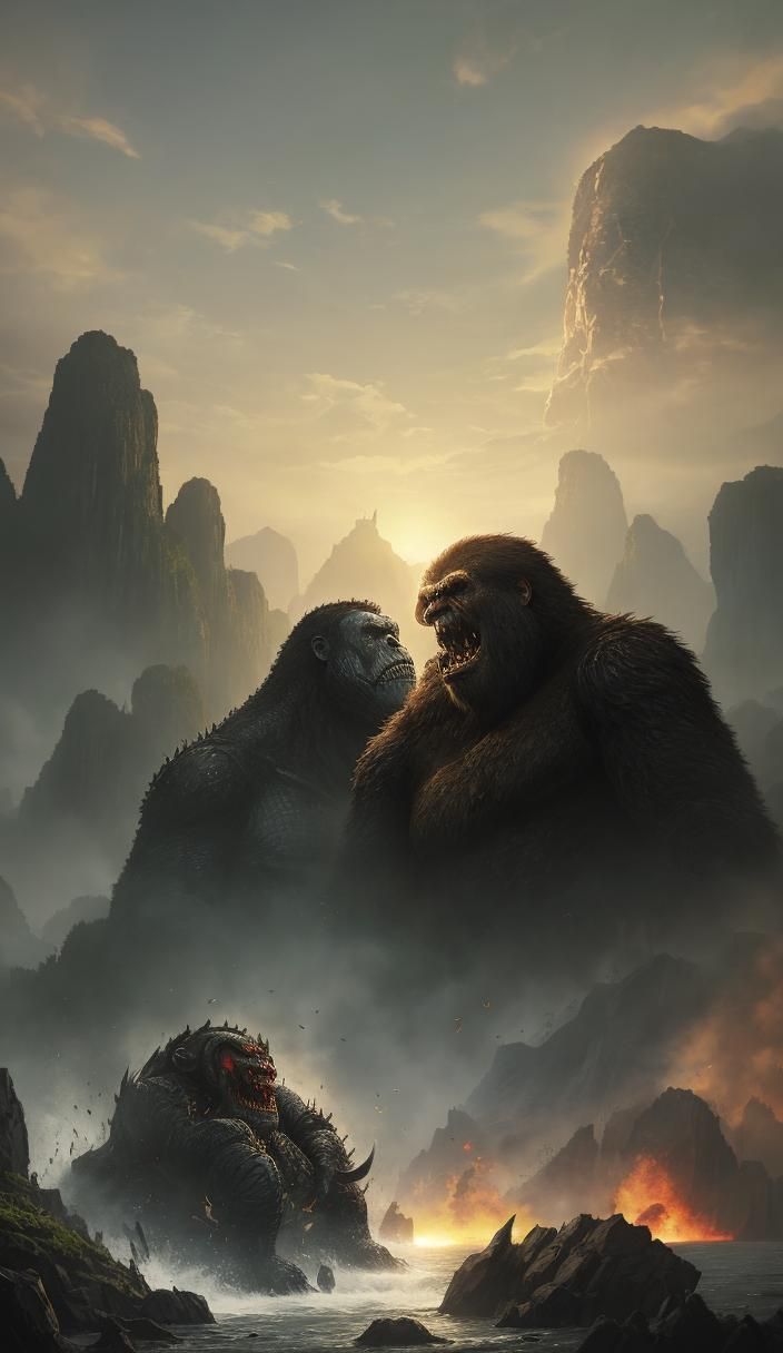 As sun sets over the treacherous terrain of Skull Island, Ki...