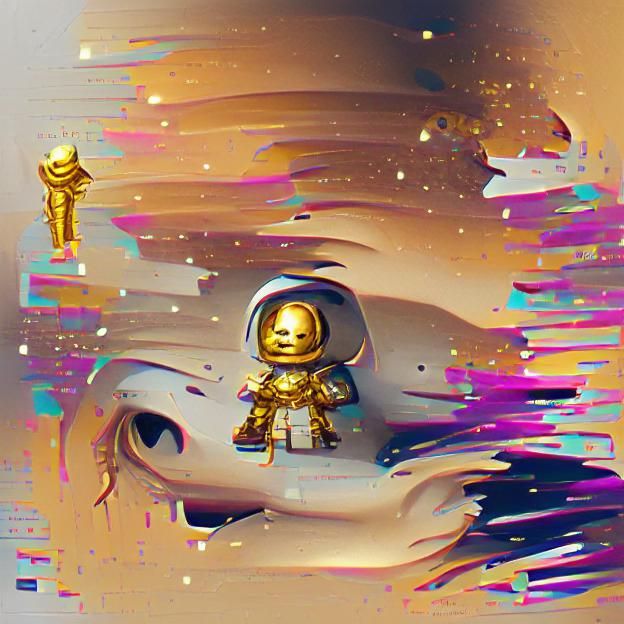 Gilded Astronaut in Space