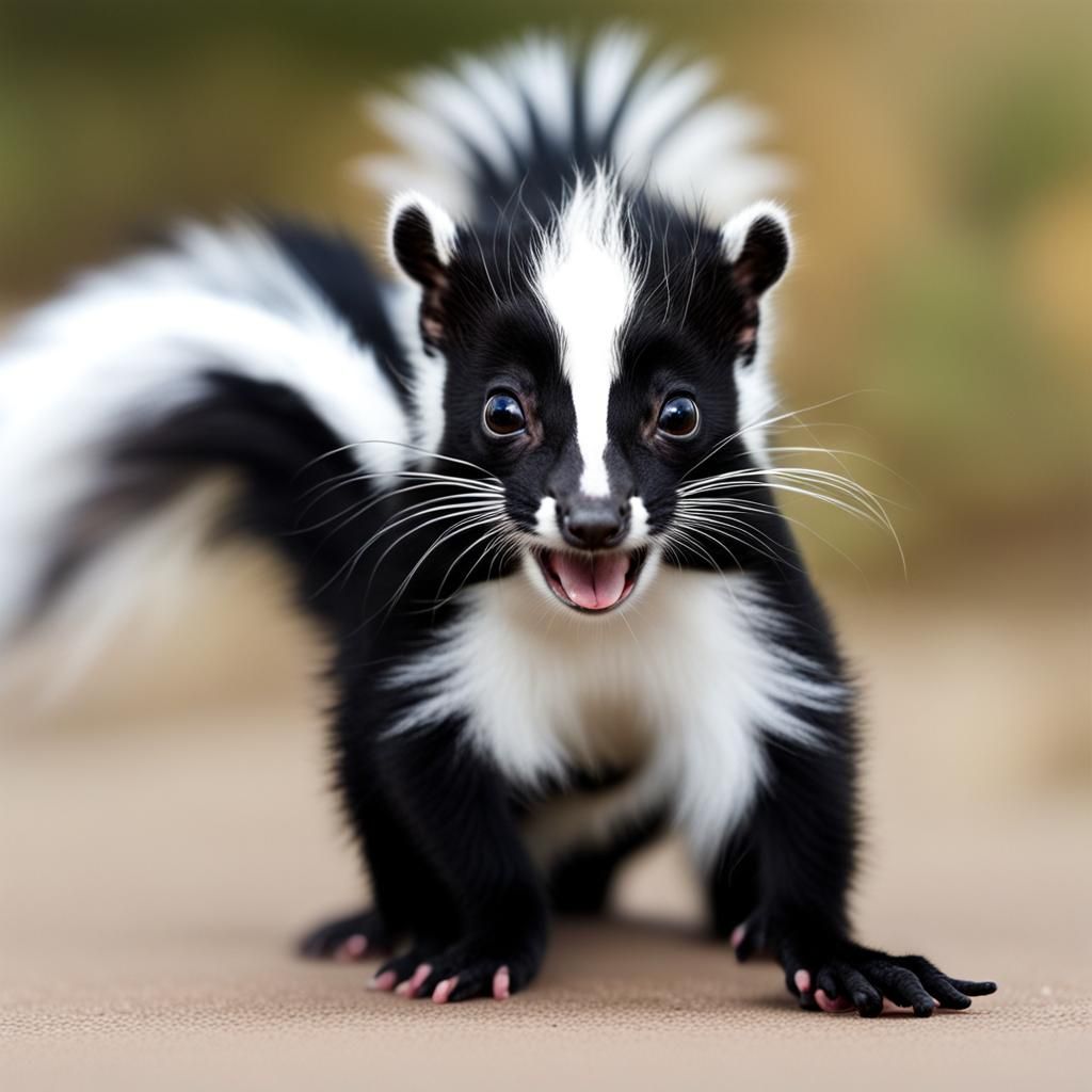 Playful Skunk and Cat Cartoon