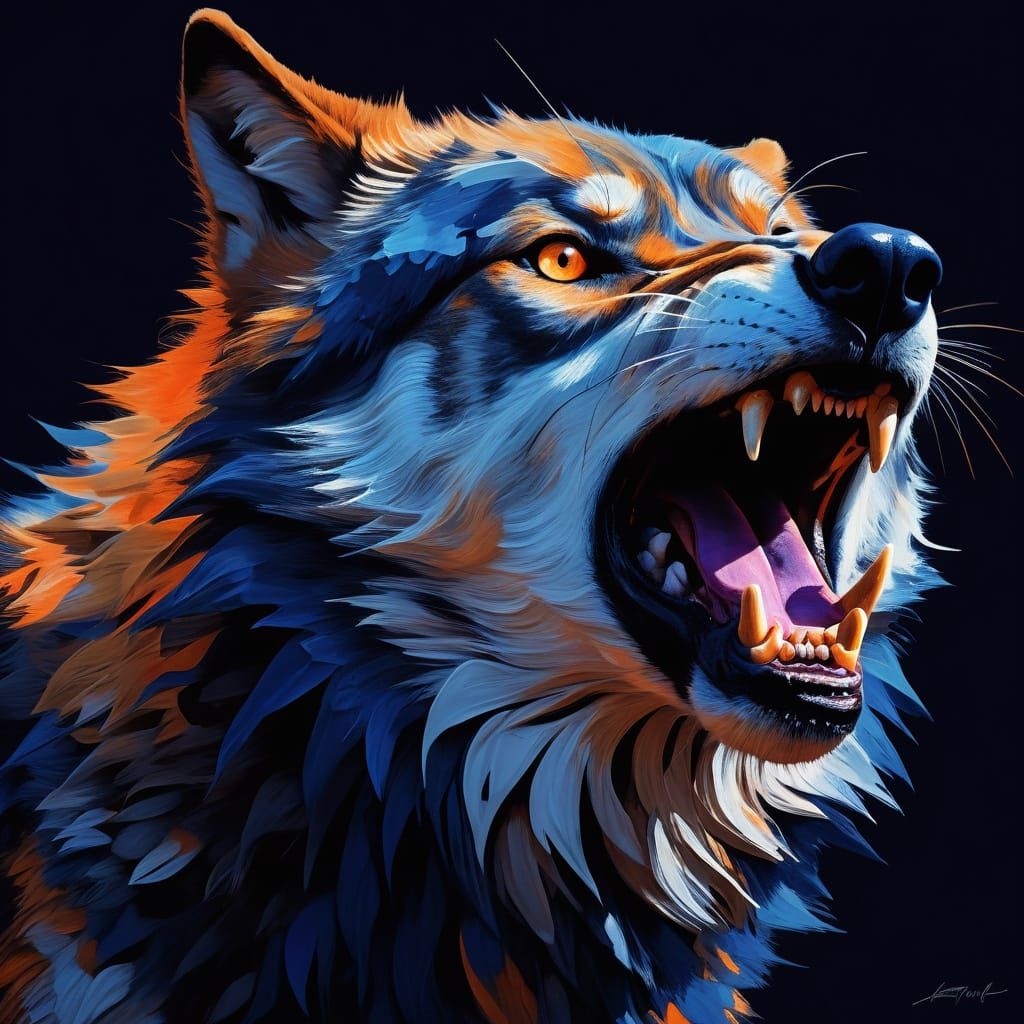 Wolf in Vibrant Moonlit Splendor