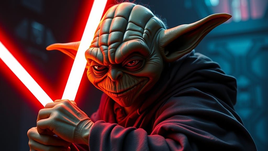 Evil Yoda in Imperial Base: Hyperrealistic Star Wars Concept