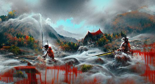 Feudal Japanese Samurai with Lightning Sword
